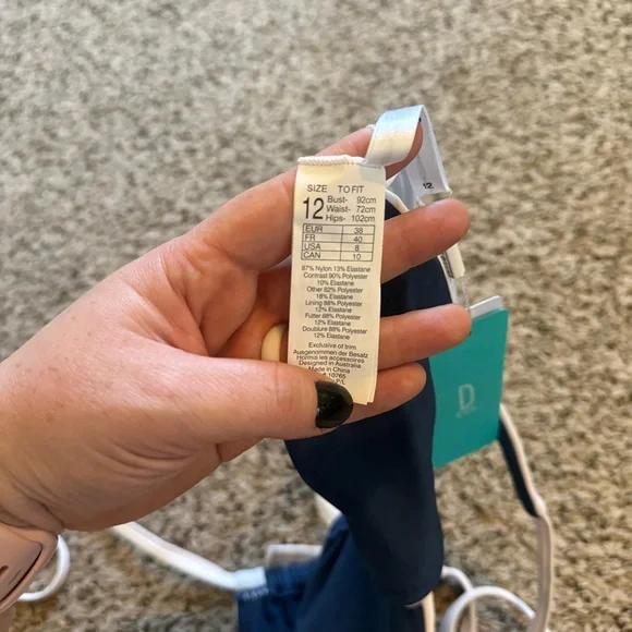 Seafolly Anthro Block Party Denim Color Triangle Bikini Swim Top D Cup Size 8 - Picture 8 of 9